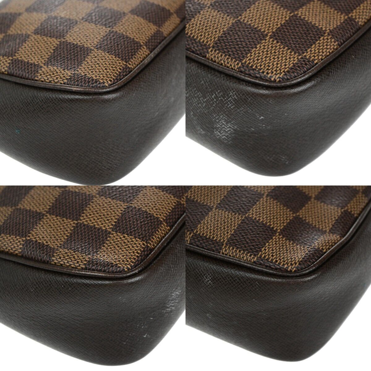 LOUIS VUITTON  Trousse Makeup Hand Bag Damier Ebene Leather Brown N51982 81EC862
