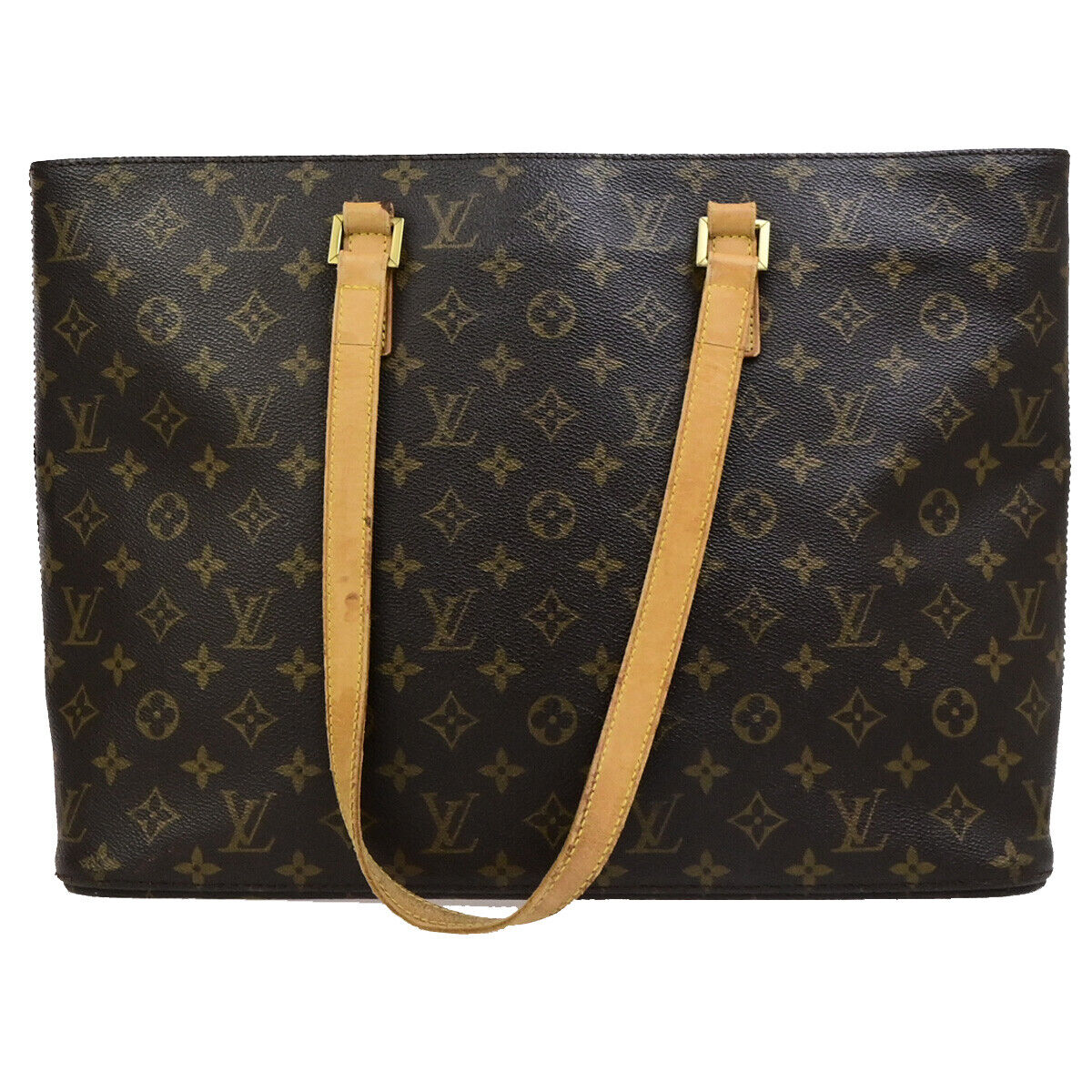LOUIS VUITTON Logo Luco Shoulder Tote Bag Monogram Leather Brown M51155 62SJ549