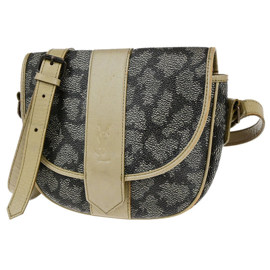 YVES SAINT LAURENT YSL Giraffe Pattern Shoulder Bag PVC Leather Brown 09YG312