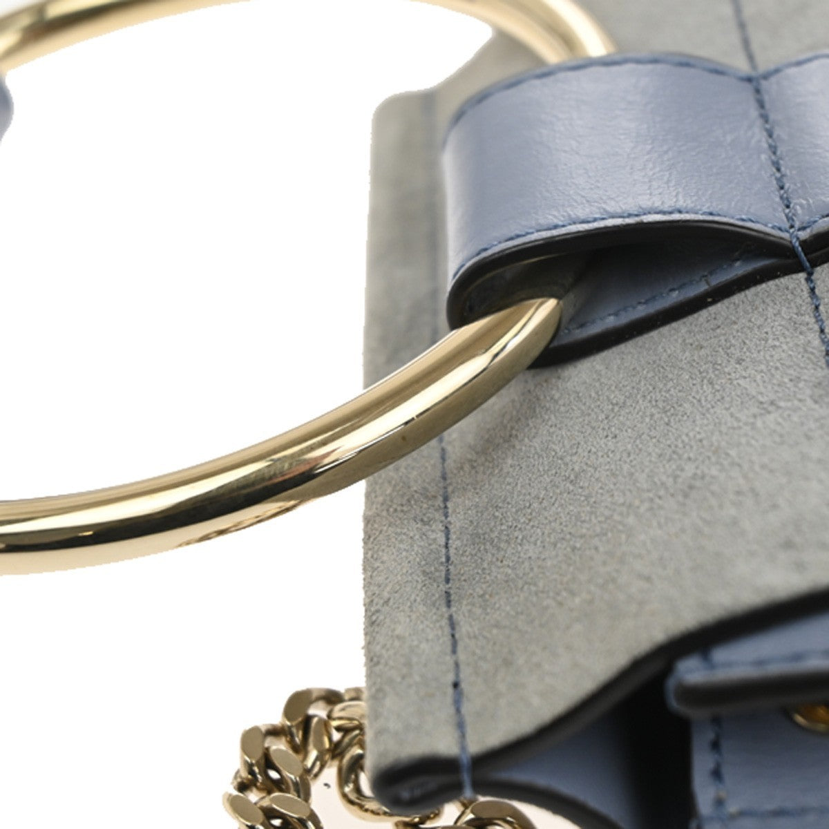 CHLOE Logo Faye Mini Crossbody Shoulder Bag Suede Leather Blue Spain GHW 38CA695