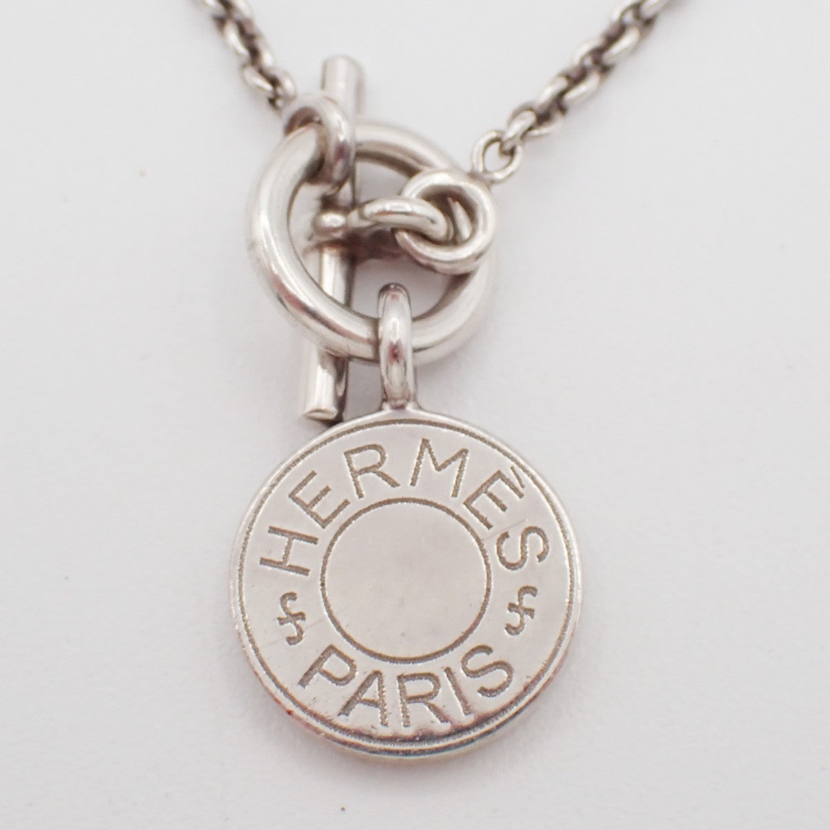 HERMES Amulettes Ex-Libris Pendant Necklace Sellier Silver 925 Italy 77LC635