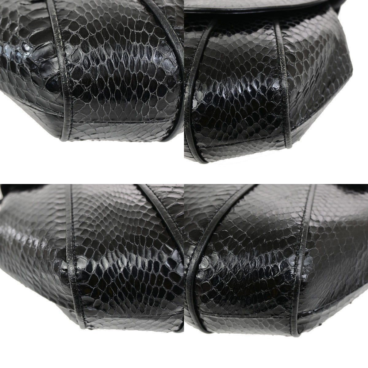 YVES SAINT LAURENT Logo Shoulder Bag Embossing Leather Black GHW 63KD155