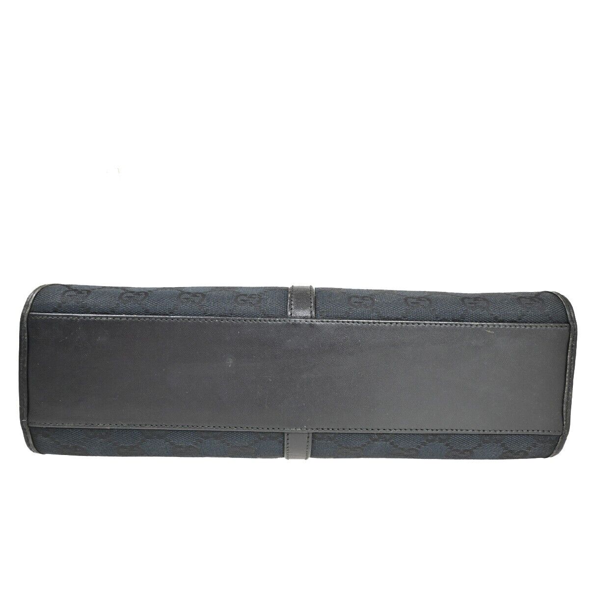 GUCCI GG Pattern Jackie Shoulder Tote Bag Canvas Leather Black Silver 60FA442