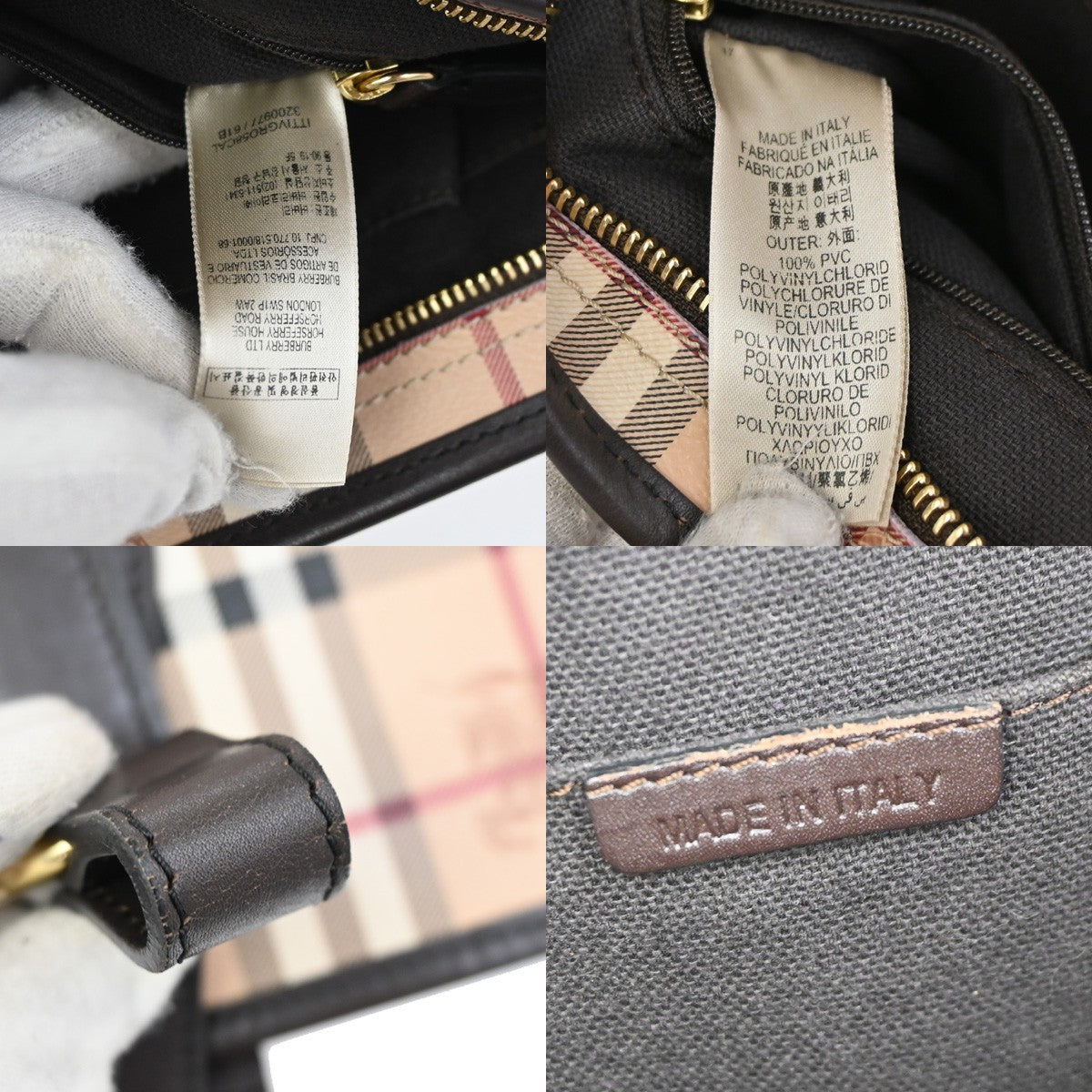 BURBERRY Logo Nova Check Shoulder Bag PVC Leather Beige Black Italy 85DA065