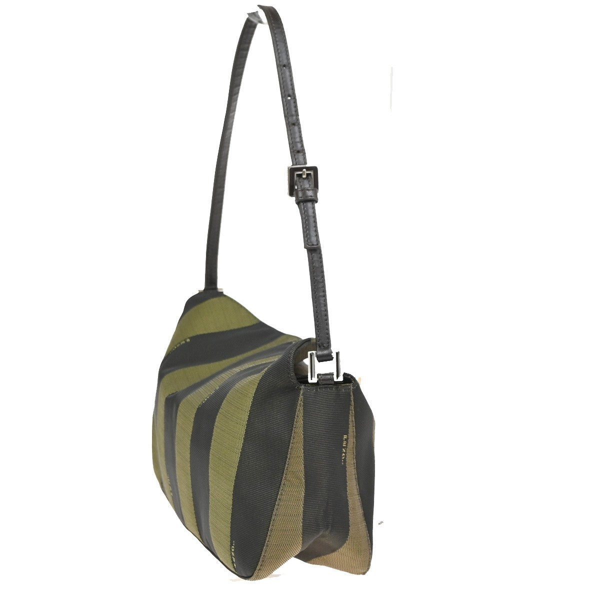 FENDI Pequin Shoulder Hand Bag Canvas Leather Brown SHW Italy 35CA962