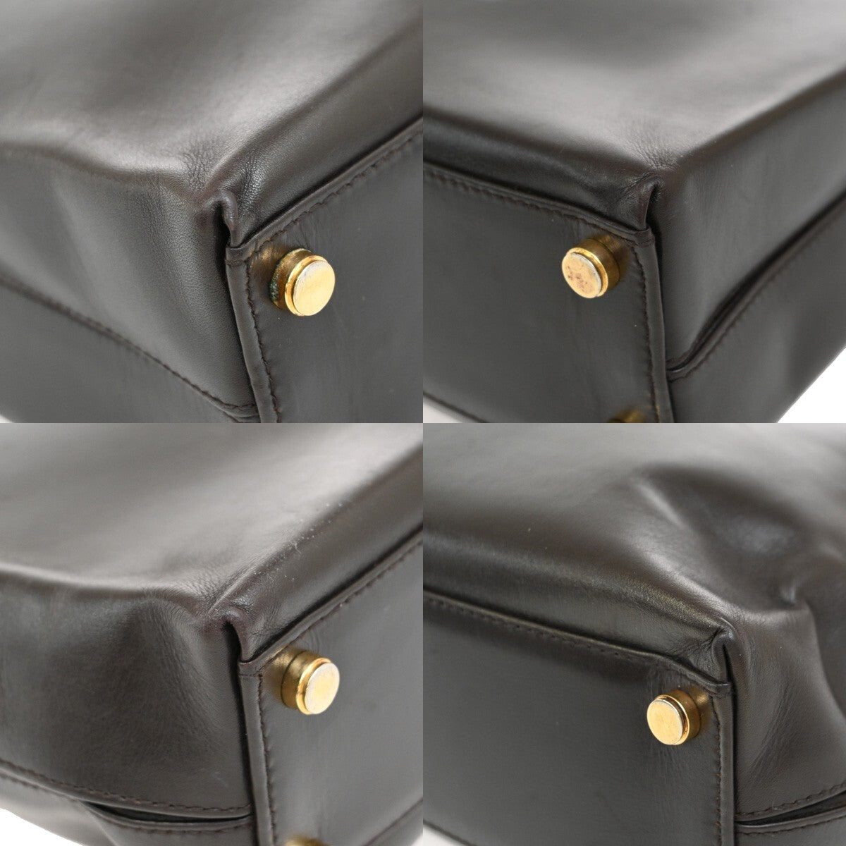 SALVATORE FERRAGAMO Logo Gancini Hand Bag Leather Brown GHW Italy 60EE943