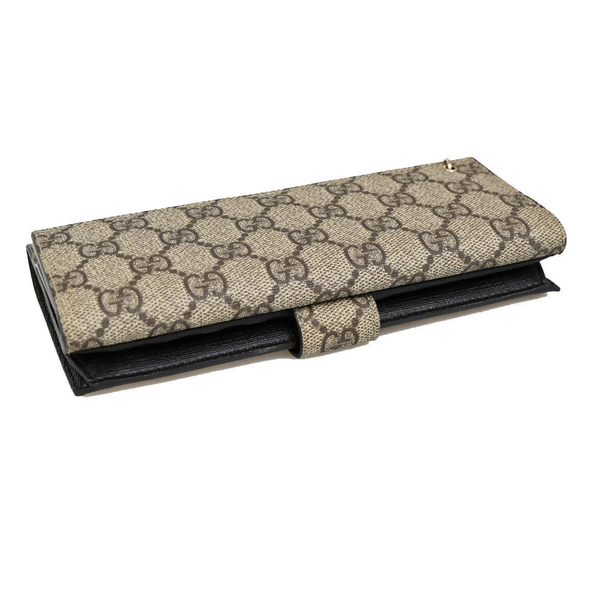 GUCCI Logo GG Pattern Bifold Long Wallet Supreme Leather Brown 84RF274
