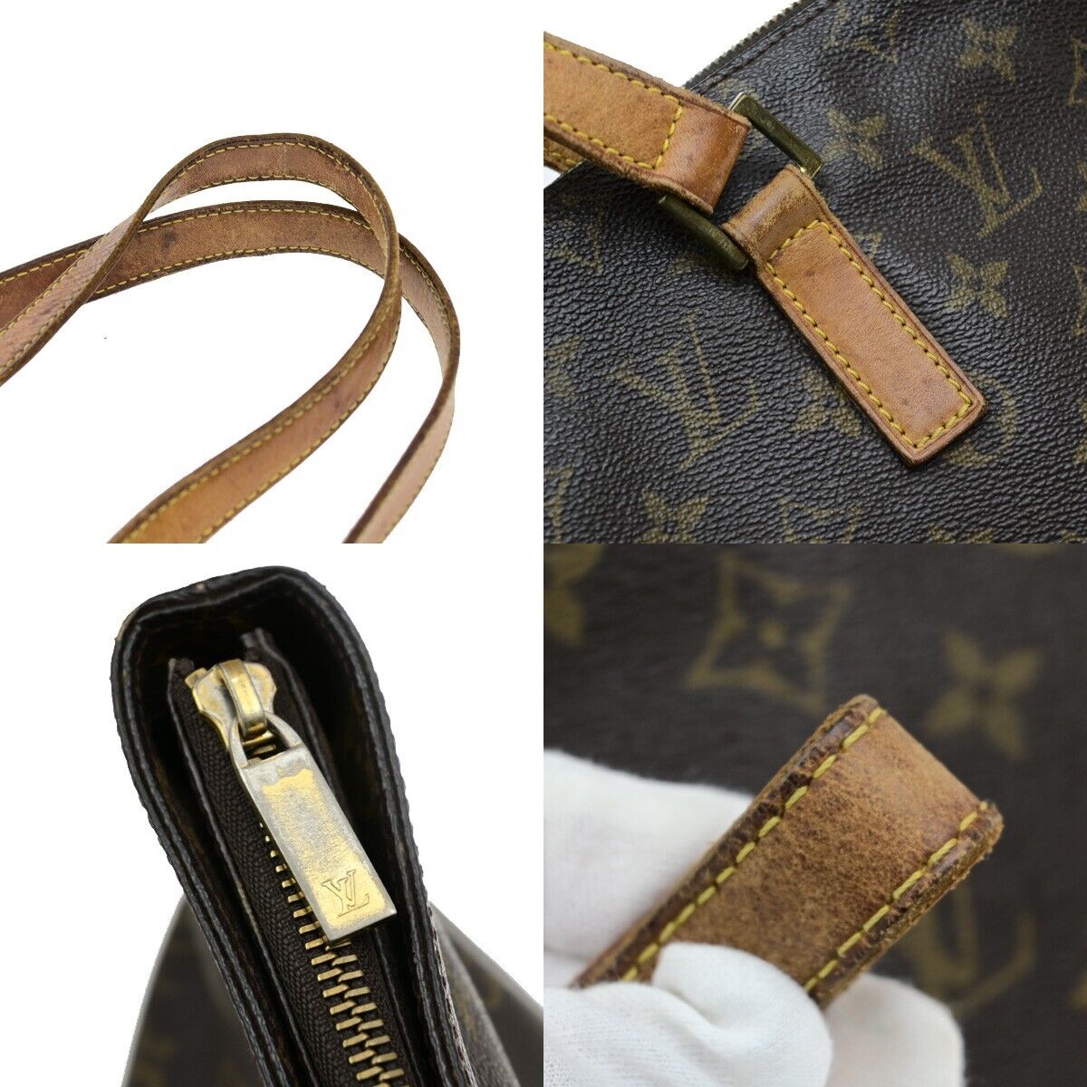LOUIS VUITTON Cabas Mezzo Shoulder Bag Monogram Leather Brown M51151 31ED870