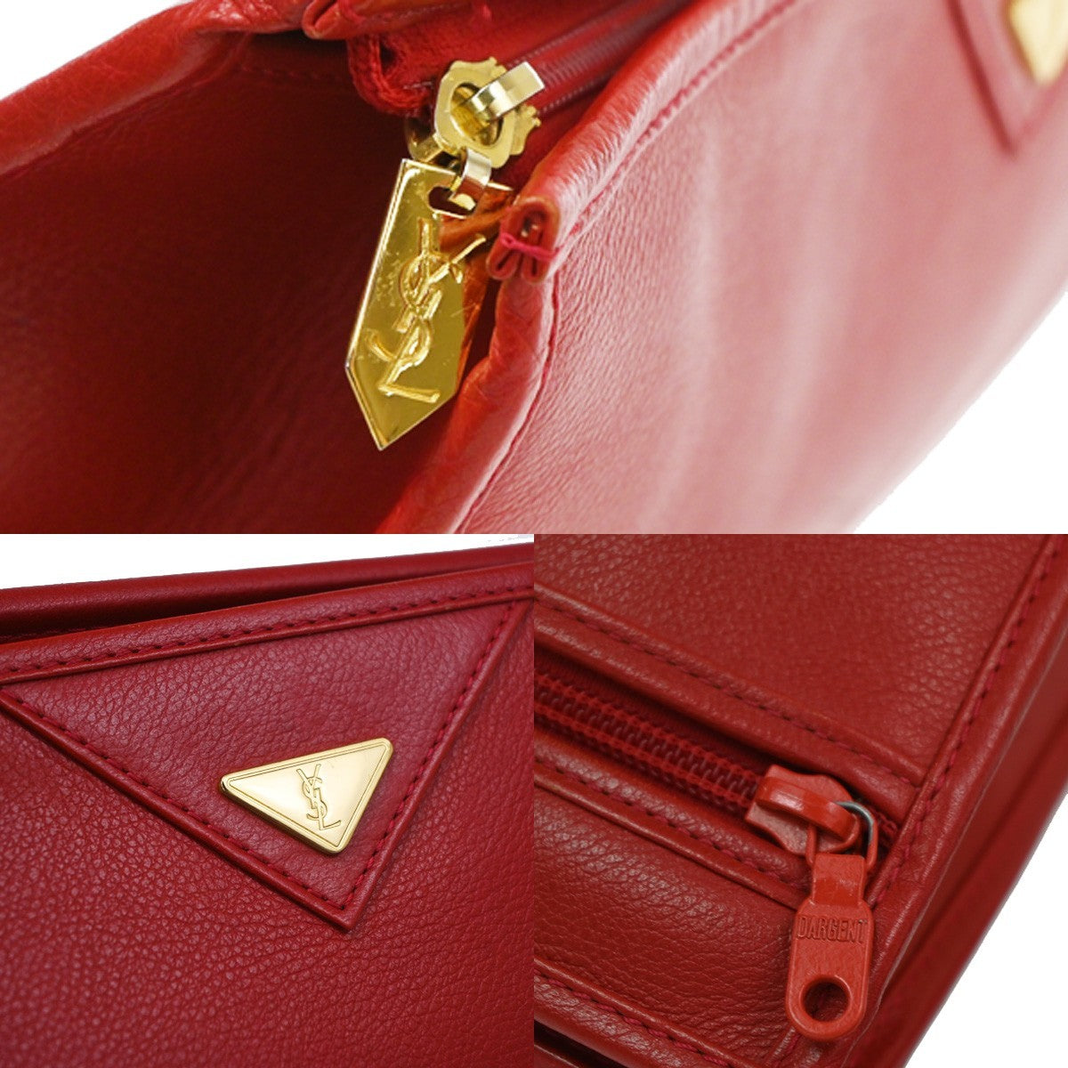 SAINT LAURENT YSL Plate Logo Clutch Bag Red GHW 08TA670