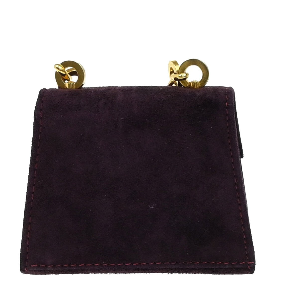 SALVATORE FERRAGAMO Gancini Mini Chain Shoulder Bag Suede Leather Purple 80EE153