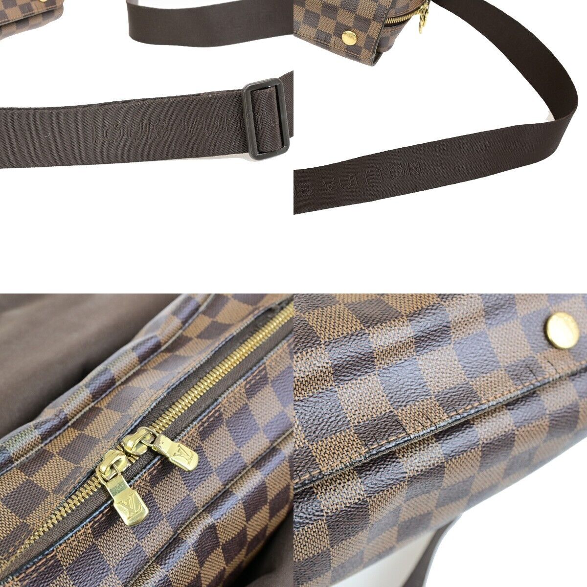 LOUIS VUITTON Naviglio Shoulder Bag Damier Ebene Leather Brown N45255 35FB268