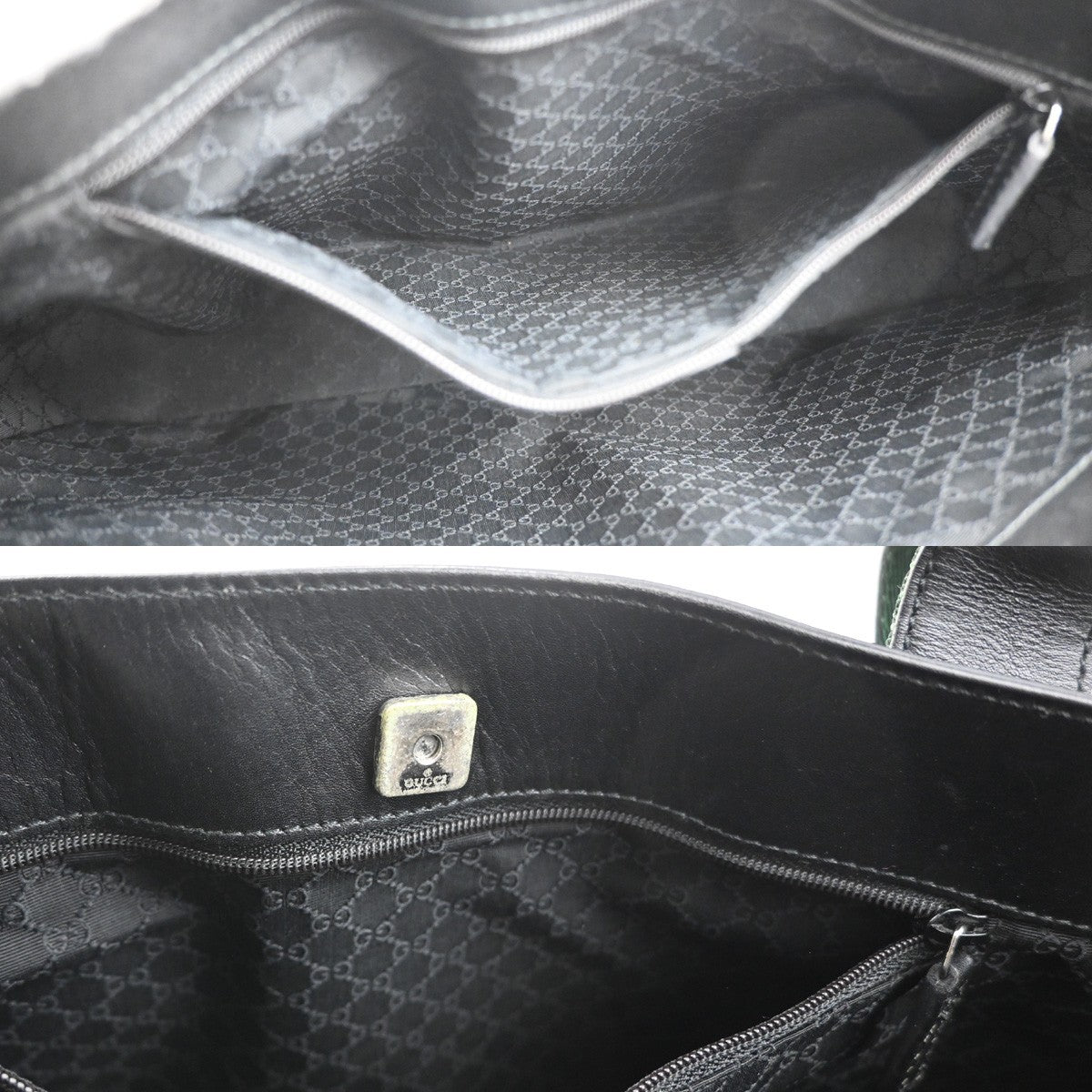 GUCCI Logo Sherry Line Hand Tote Bag Leather Canvas Black SHW Italy 83CA885