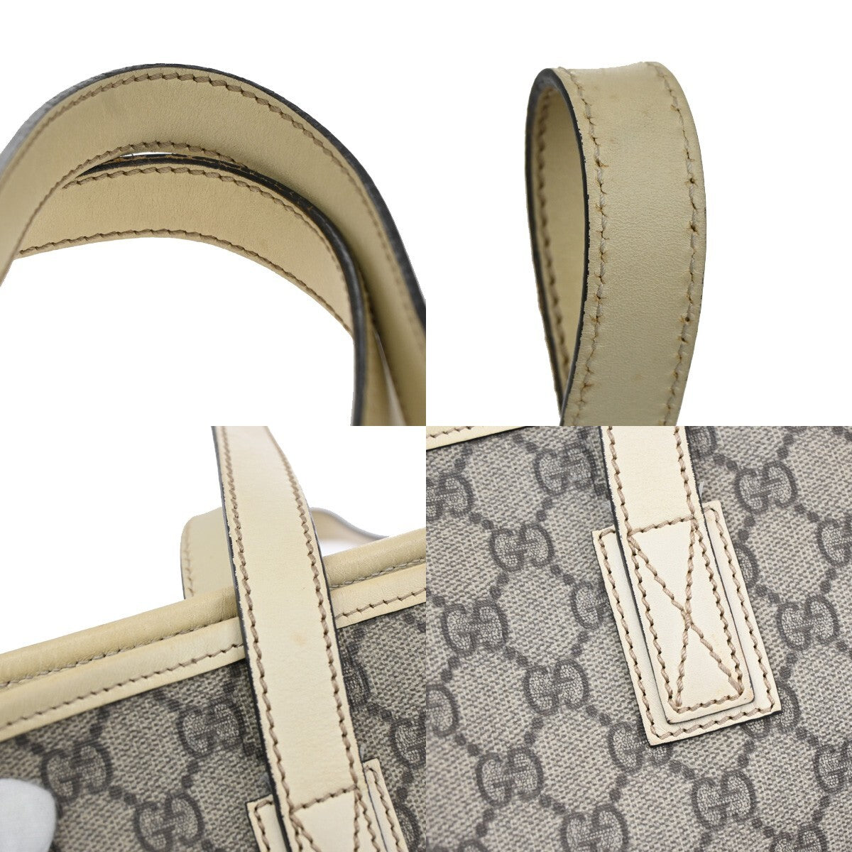 GUCCI Logo GG Pattern Shoulder Tote Bag Supreme Leather Brown White 38EE249