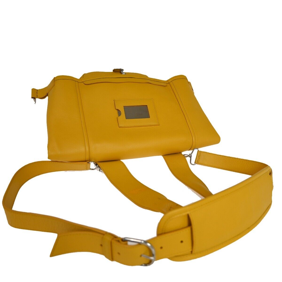 BALENCIAGA Logo 2Way Shoulder Hand Bag Leather Yellow Silver 87SH253