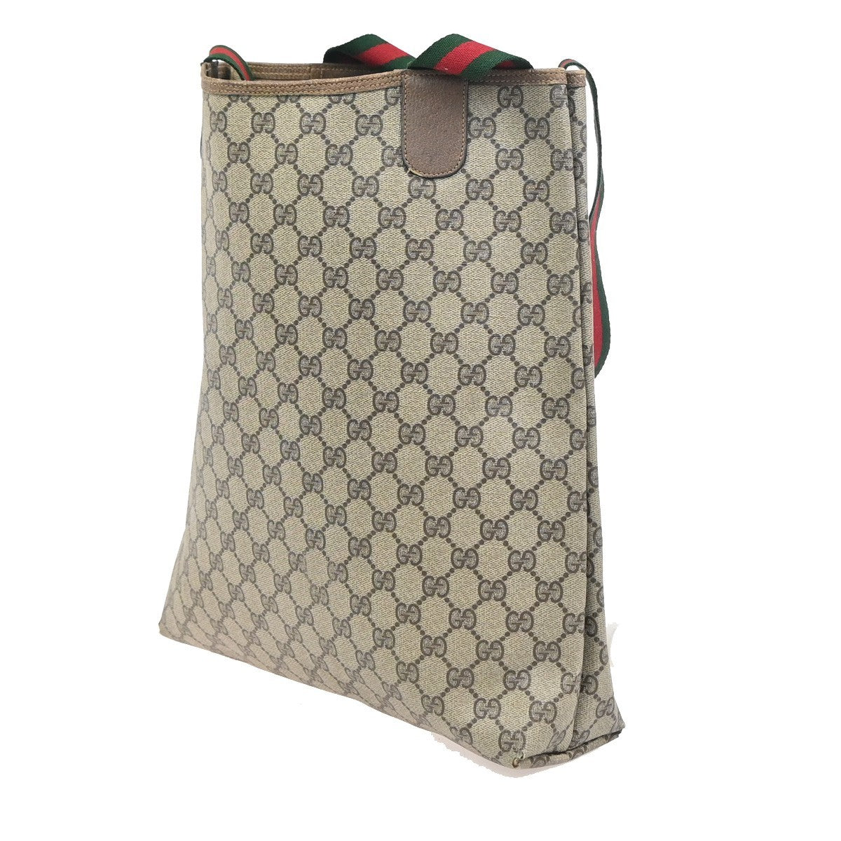 GUCCI Logo Sherry GG Pattern Shoulder Bag PVC Leather Brown Italy 61ZA326