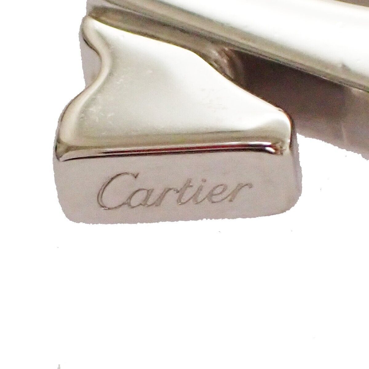 CARTIER 2C Logo Chain Necklace Top Charm  Key Ring Silver ACCESSORY 01SH128