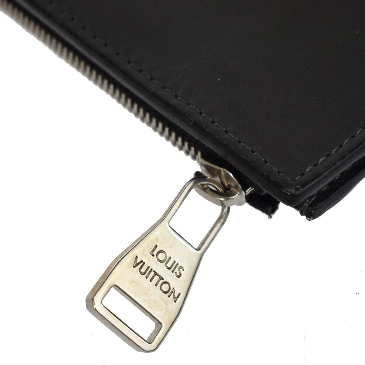 LOUIS VUITTON V line Zip Long ZBifold Wallet Leather Black Blue M61251 61SH086