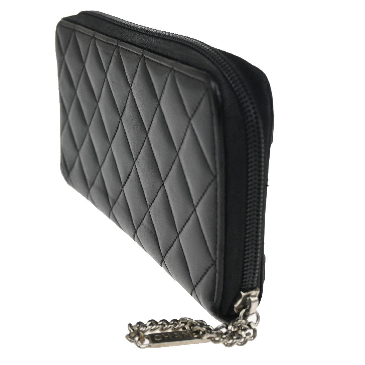 CHANEL CC Cambon Zipper Long Bifold Wallet Purse  Leather Black SHW 62RL580
