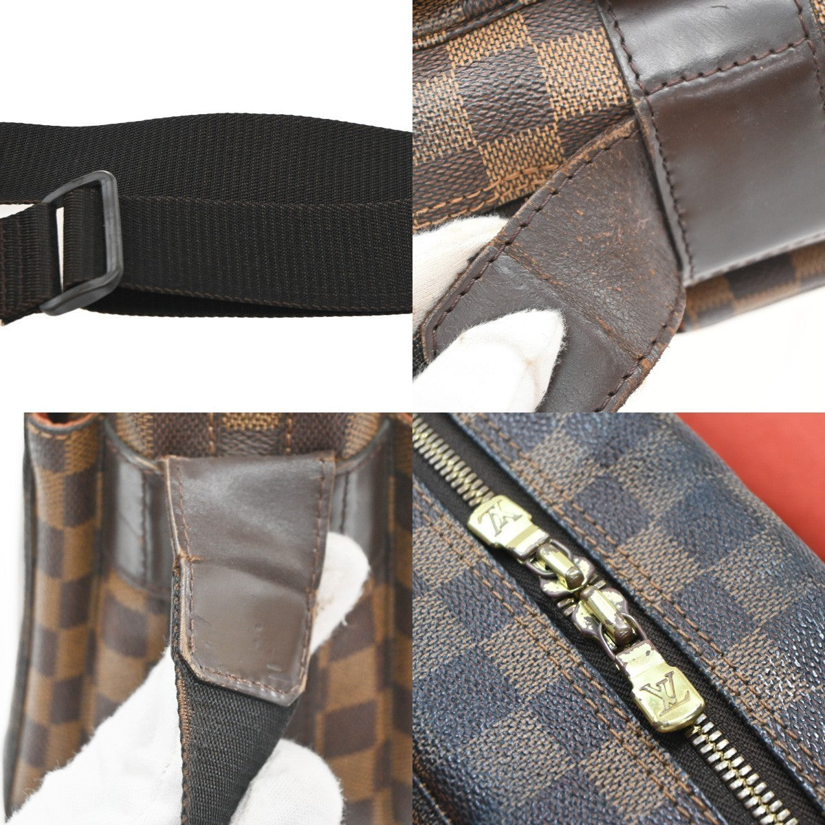 LOUIS VUITTON Naviglio Shoulder Bag Damier Ebene Leather Brown N45255 87YJ278