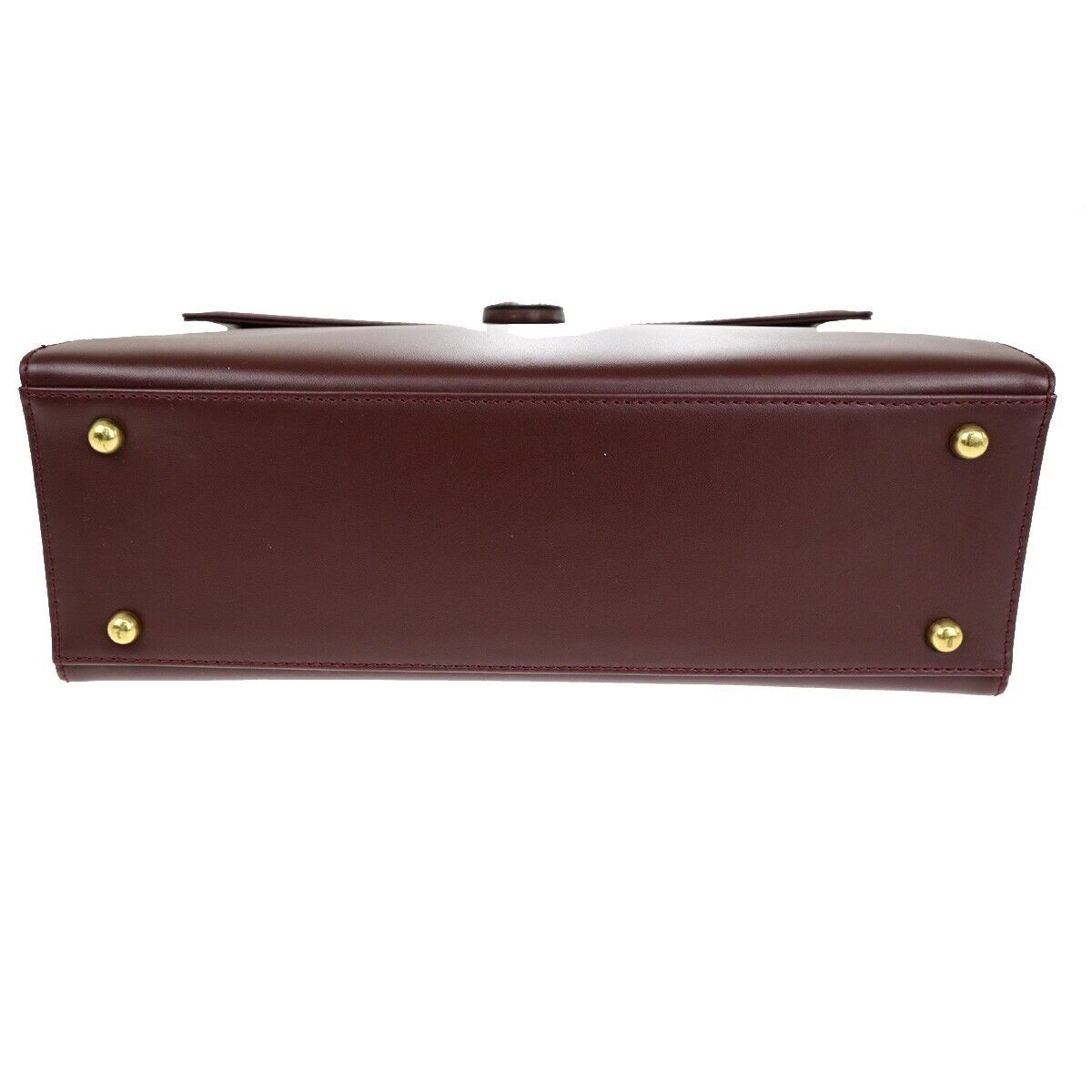 CARTIER 2C Logos Hand Bag Leather Burgundy Gold-Plated Made In Italy 76RK751