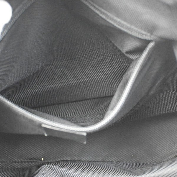GUCCI Logo GG Sherry Tote Hand Bag Nylon Leather  Black SHW Italy 64CA244
