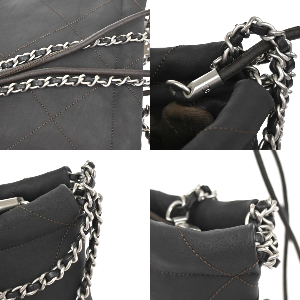CHANEL 22 Logo Chain Mini Shoulder Bag Leather Brown SHW Italy 332RQ057