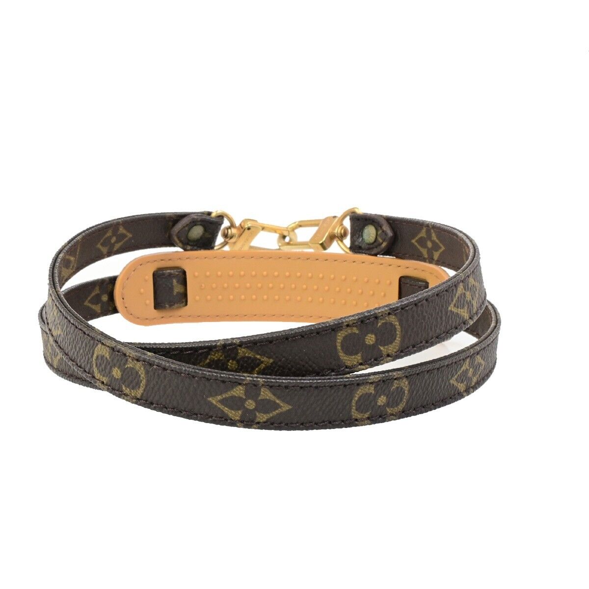 LOUIS VUITTON Shoulder Strap Monogram Leather Brown Gold Bag Accessory 69FB299