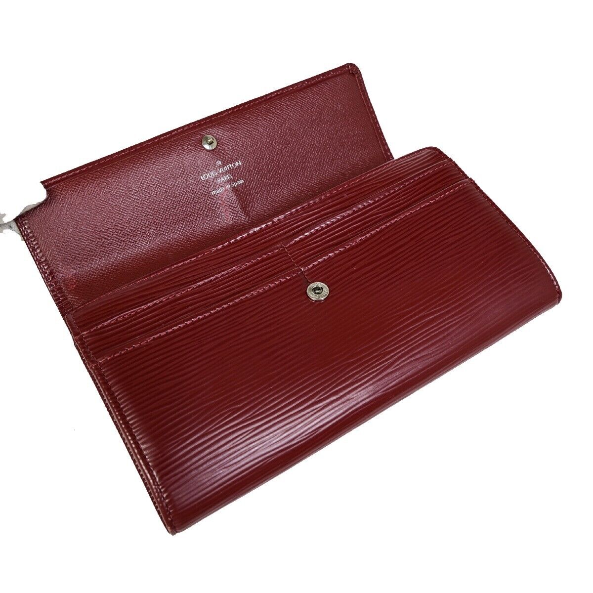 LOUIS VUITTON LV Logo 2 Set Bifold Long Wallet Epi Leather Red Ruby 61KA294