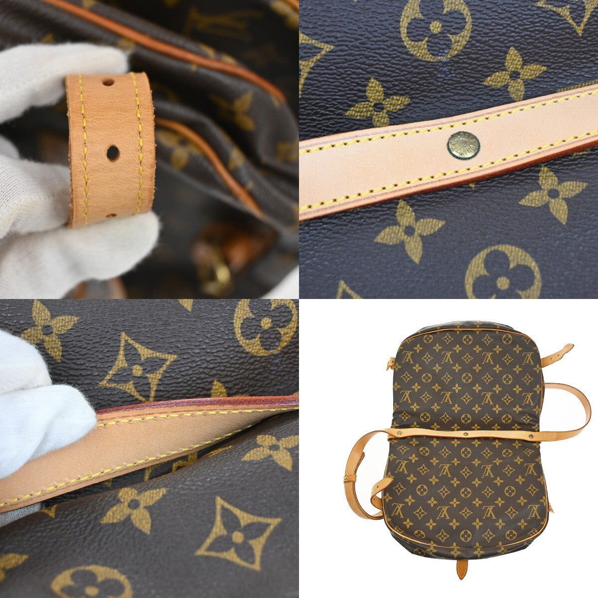 LOUIS VUITTON Logo Saumur 30 Shoulder Bag Monogram Leather Brown M42256 16EE245