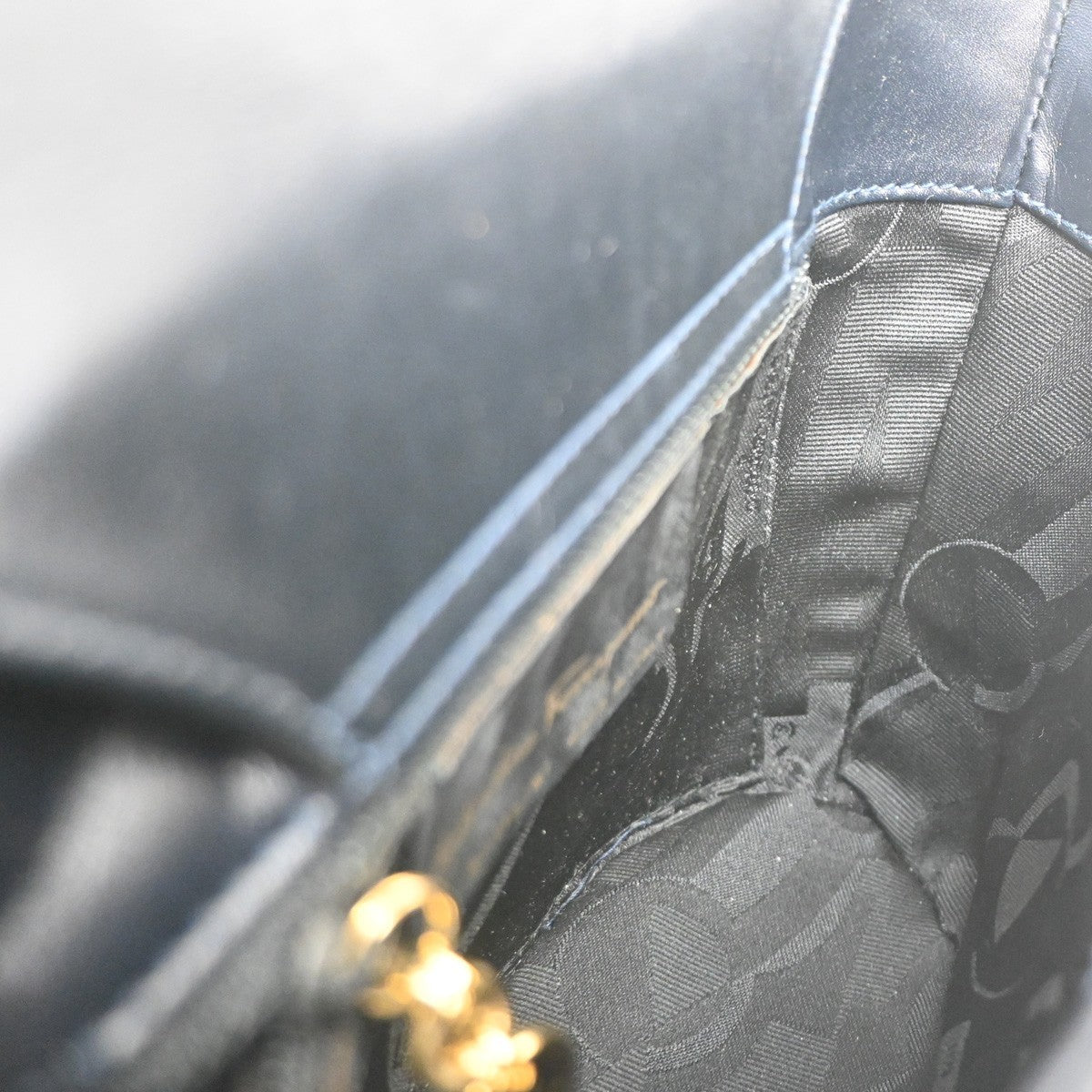 SALVATORE FERRAGAMO Logo Vara Hand Bag Leather Canvas Navy Blue GHW 64CA767
