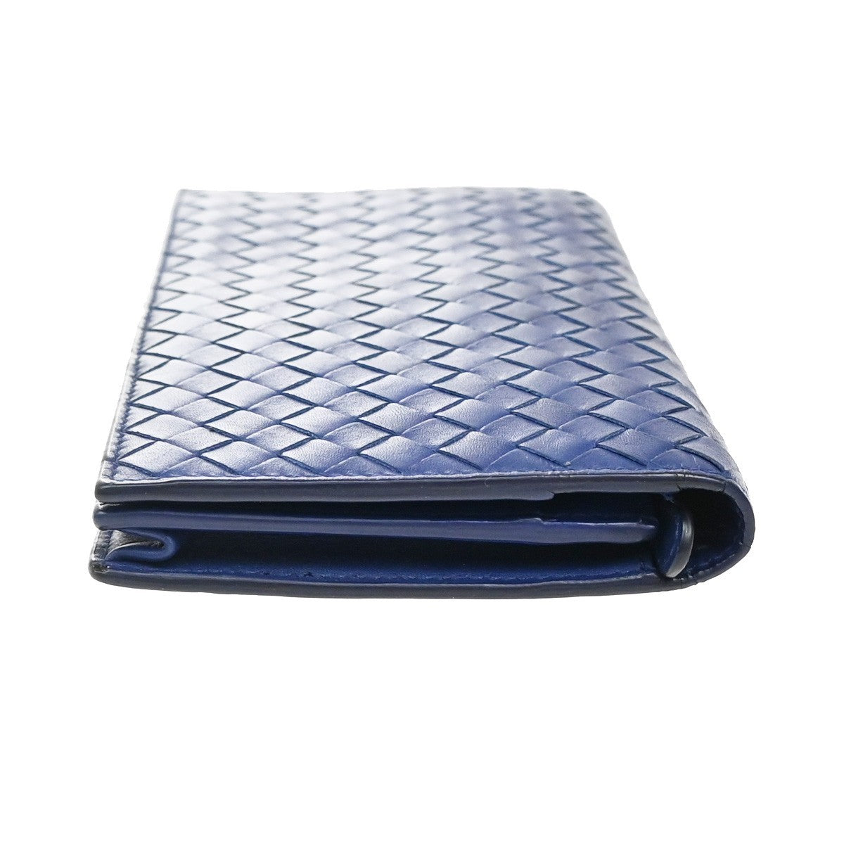 BOTTEGA VENETA Logo Intrecciato Long Bifold Wallet Leather Blue SHW 39KB006