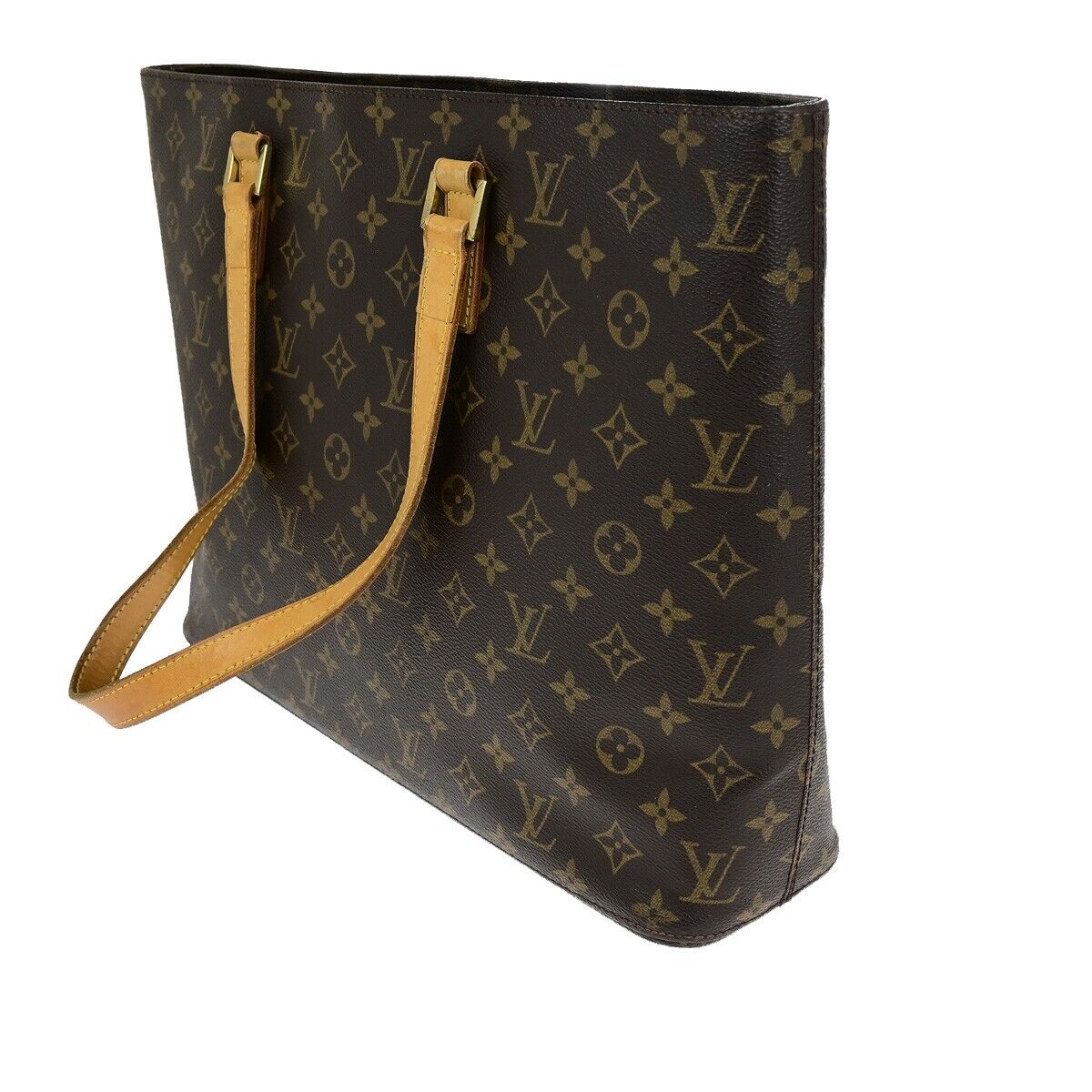 LOUIS VUITTON Logo Luco Shoulder Tote Bag Monogram Leather Brown M51155 84ED409