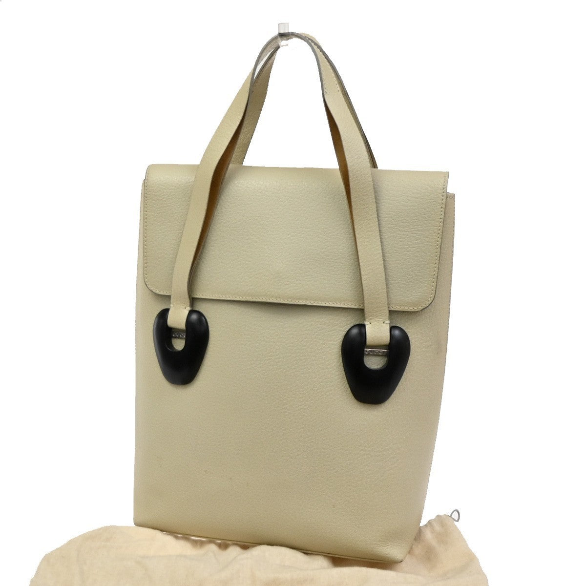 GUCCI Logo GG Pattern Shoulder Hand Bag Leather Suede White 05CA481