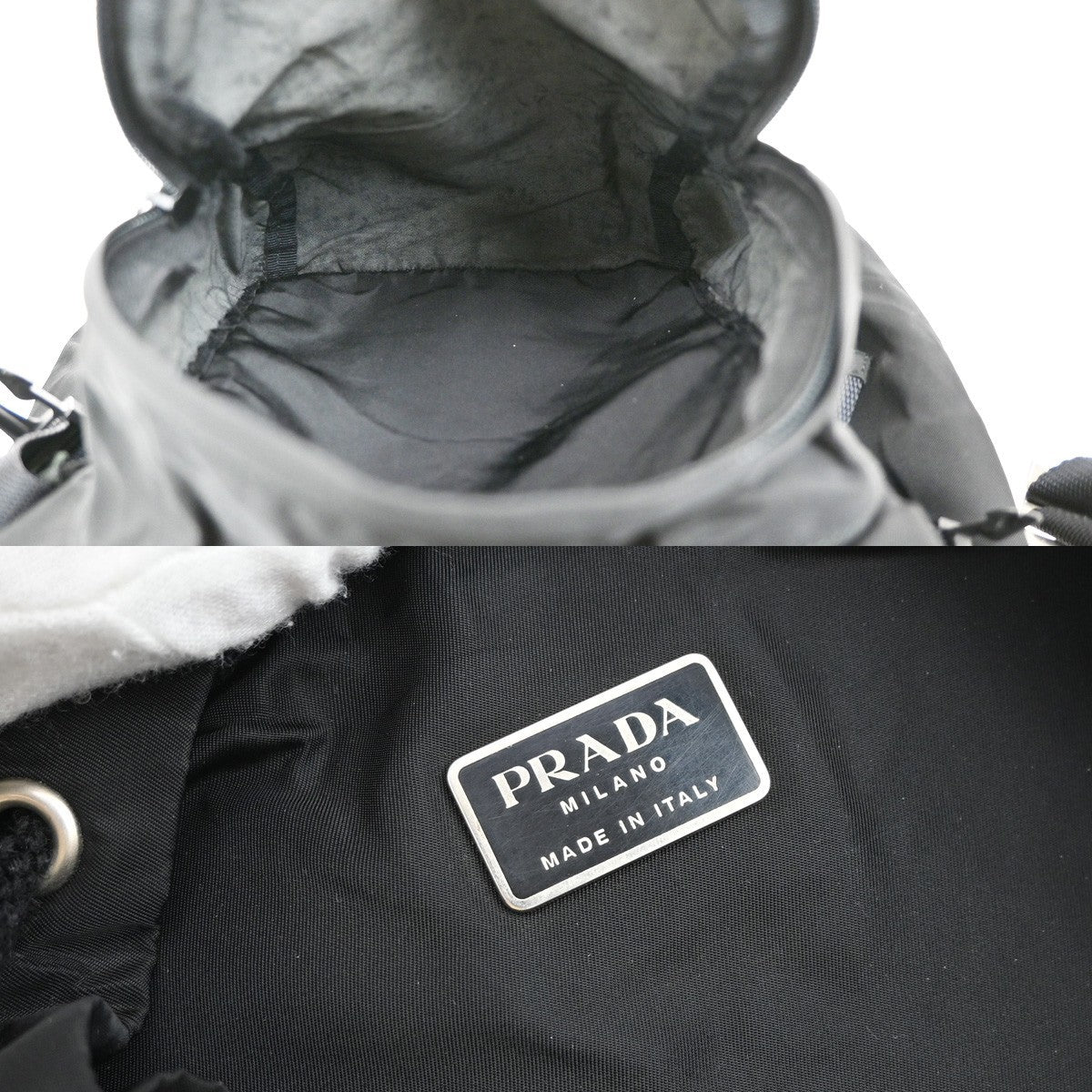 PRADA Logo Tessuto Backpack Bag Nylon Black Nero SHW Italy 38KB617