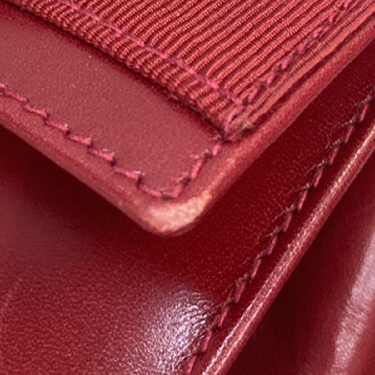 SALVATORE FERRAGAMO Vara 2Way Chain Mini Shoulder Clutch Bag Leather Red 31EA933