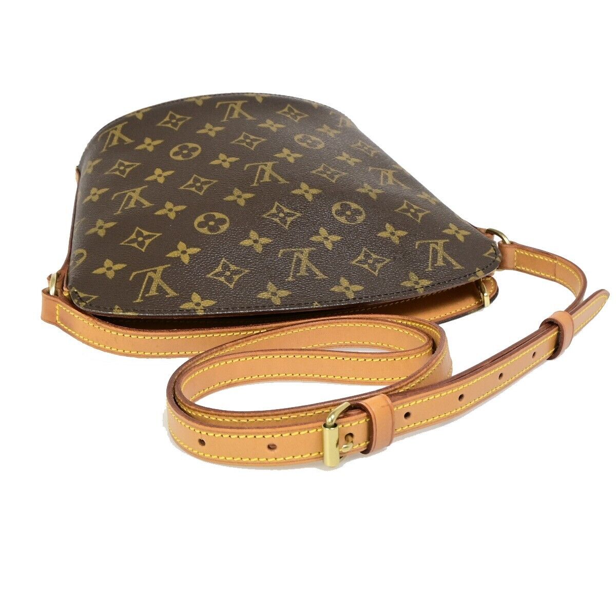 LOUIS VUITTON Logo Drouot Shoulder Bag Monogram Leather Brown GHW M51290 11EB599
