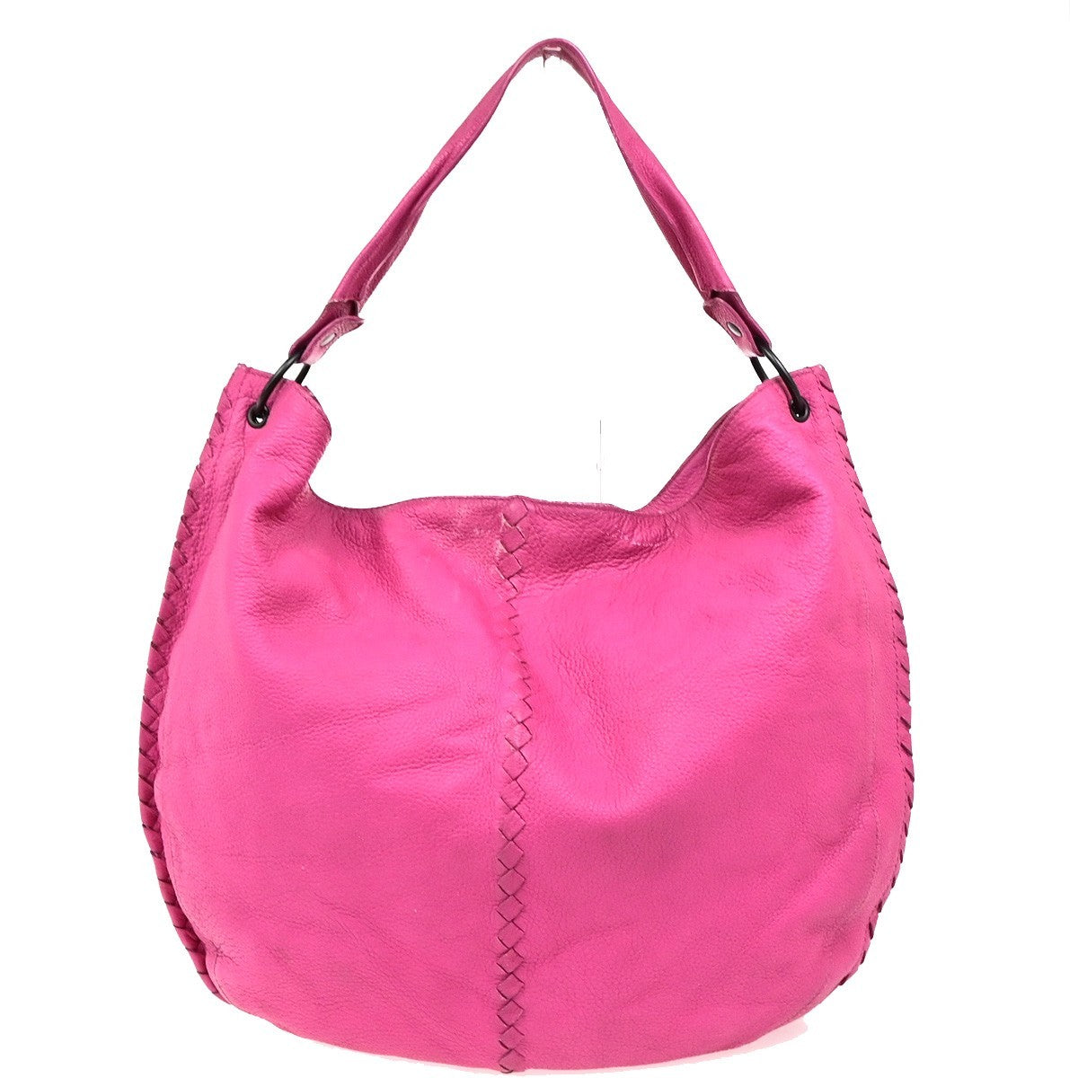 BOTTEGA VENETA Logo Intrecciato Shoulder Hobo Bag Leather Pink Italy 16KD154