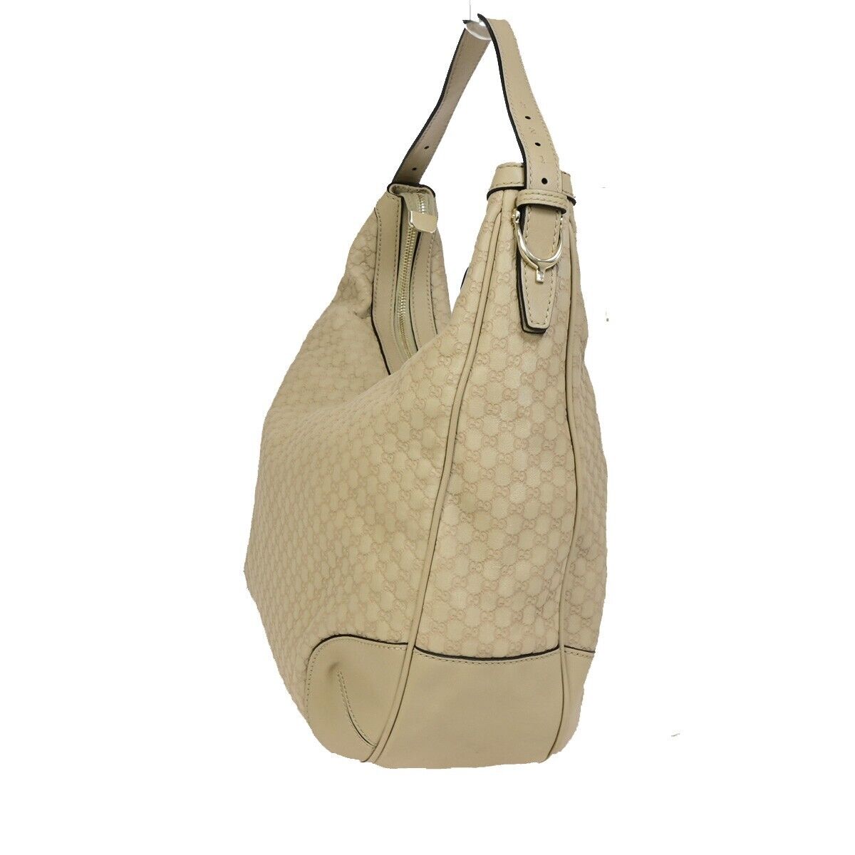 GUCCI Micro GG Guccissima Shoulder Hand Bag Leather Beige Italy 85EB460