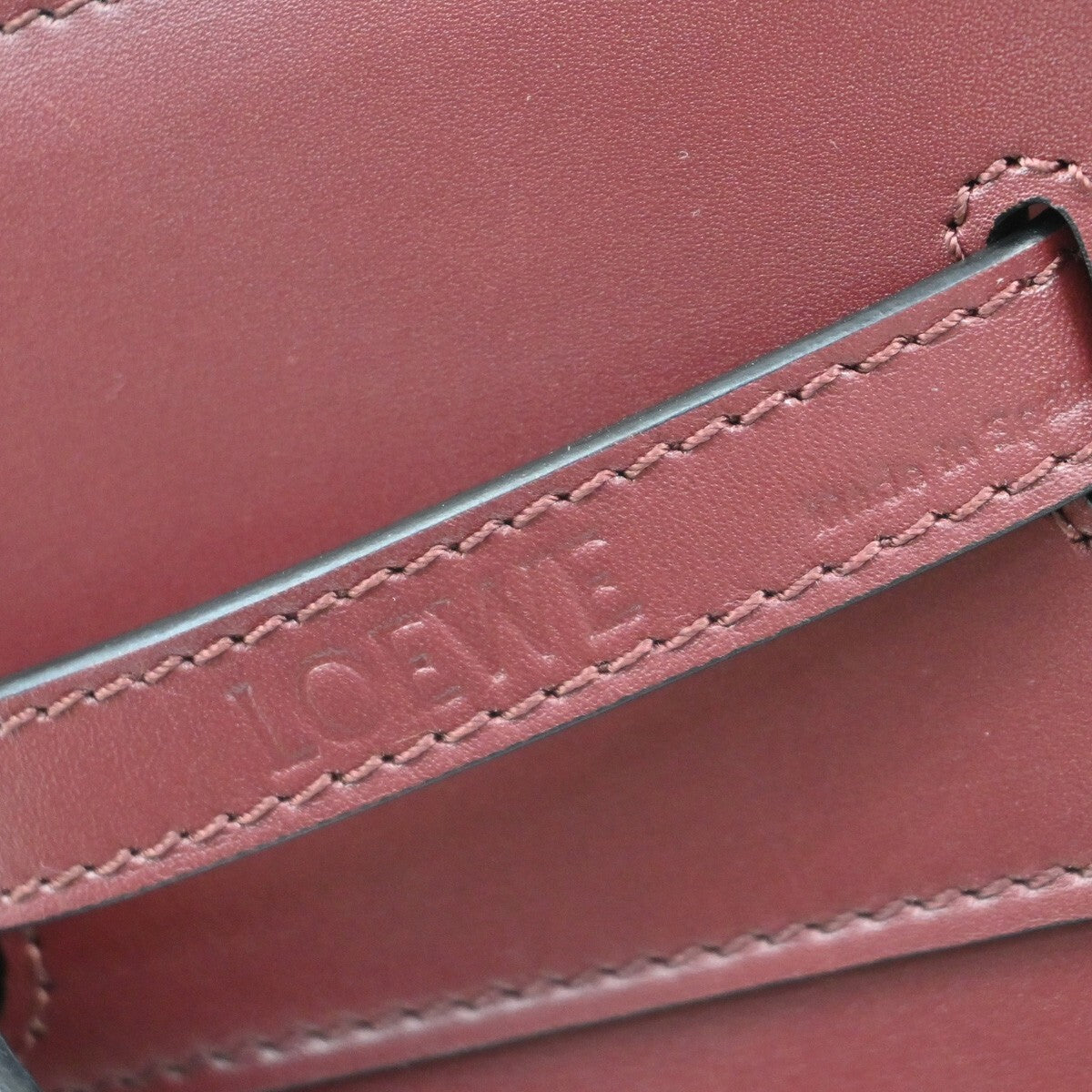 LOEWE Logo Lazo Hand Bag Leather Red Made in Spain 92RF255