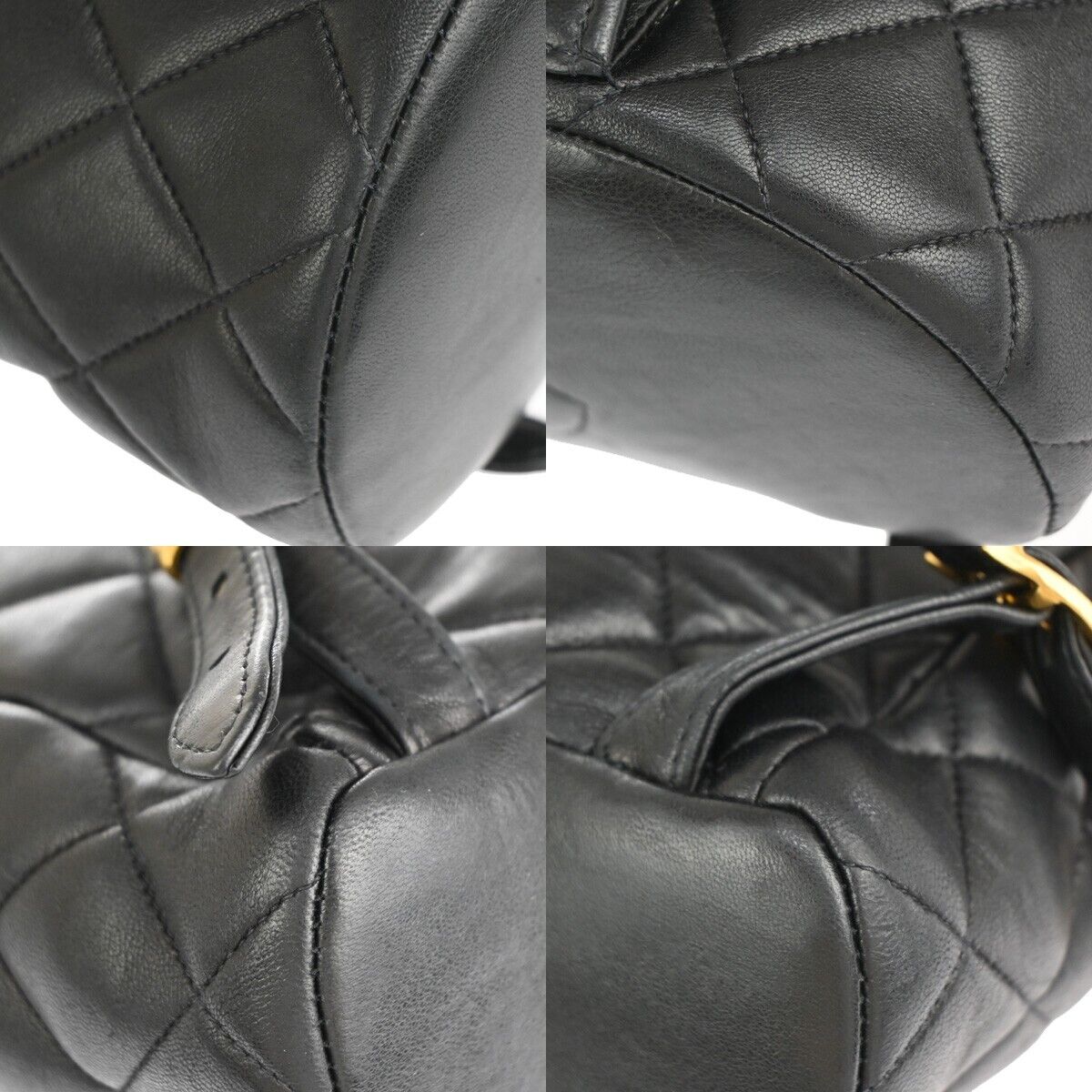 CHANEL CC Logo Matelasse Chain Backpack Bag Leather Black GHW Vintage 731RJ682