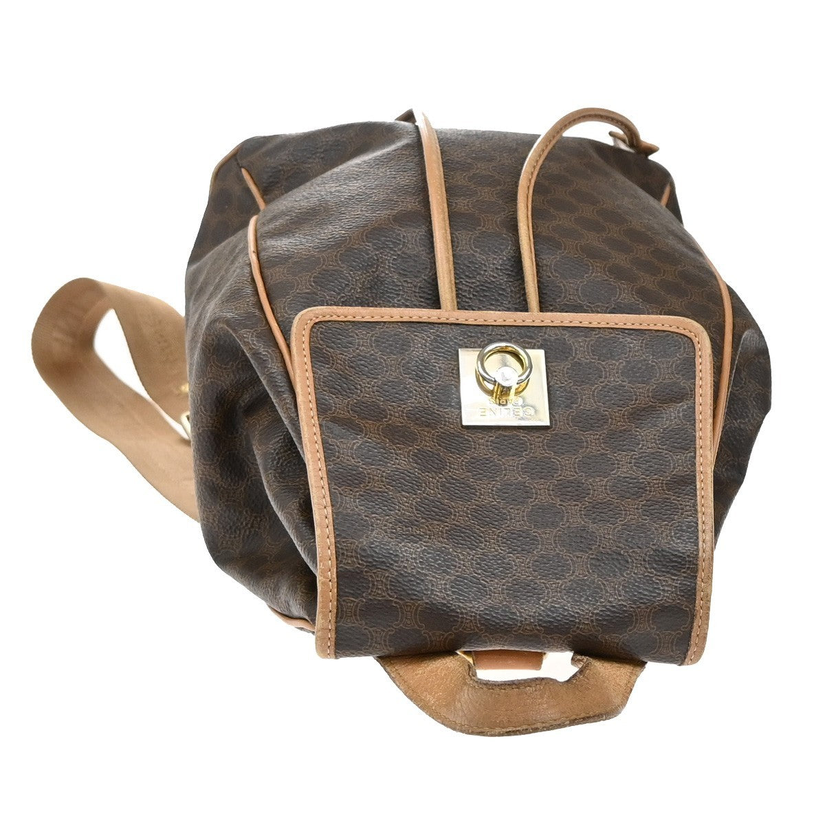 CELINE Logo Macadam Pattern Backpack Bag PVC Leather Brown GHW 33KB570