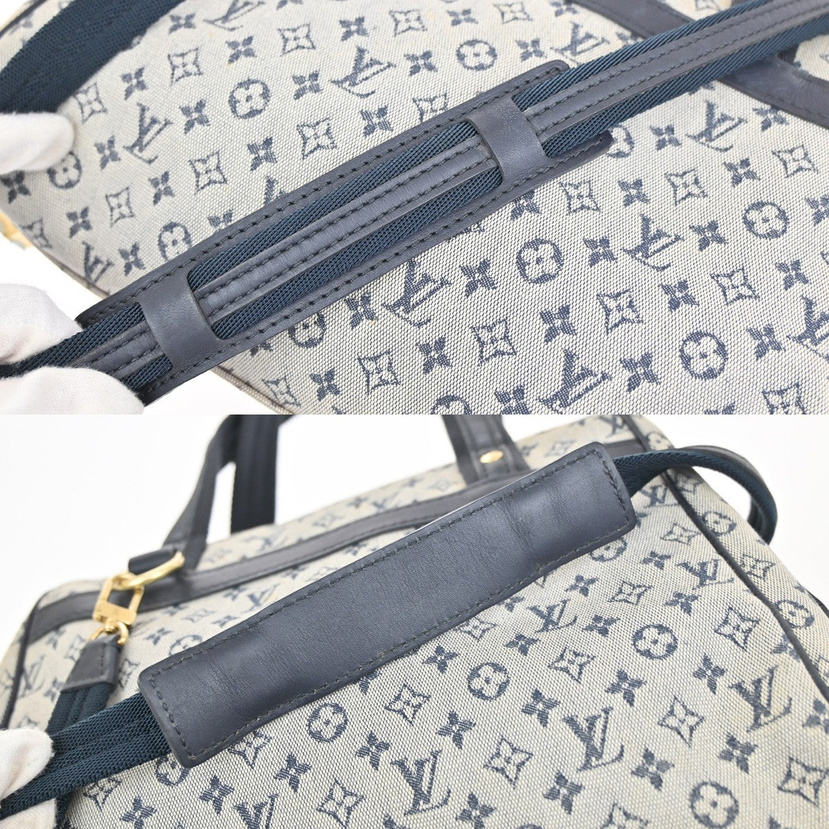 LOUIS VUITTON Josephine PM Hand Bag Monogram Mini Canvas Blue M92214 84FB976