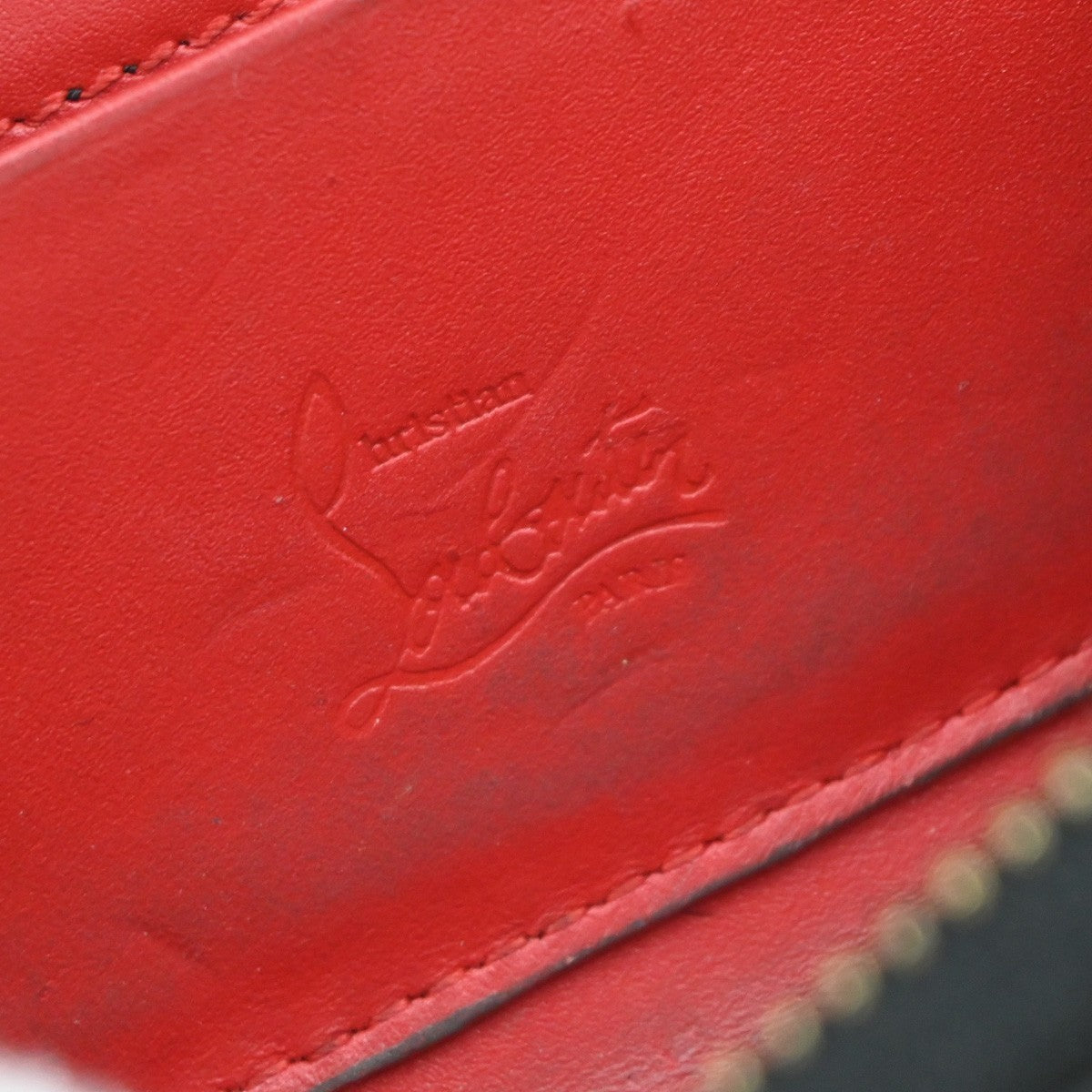 CHRISTIAN LOUBOUTIN Panettone Coin Case Compact Wallet Leather Black 69EG191