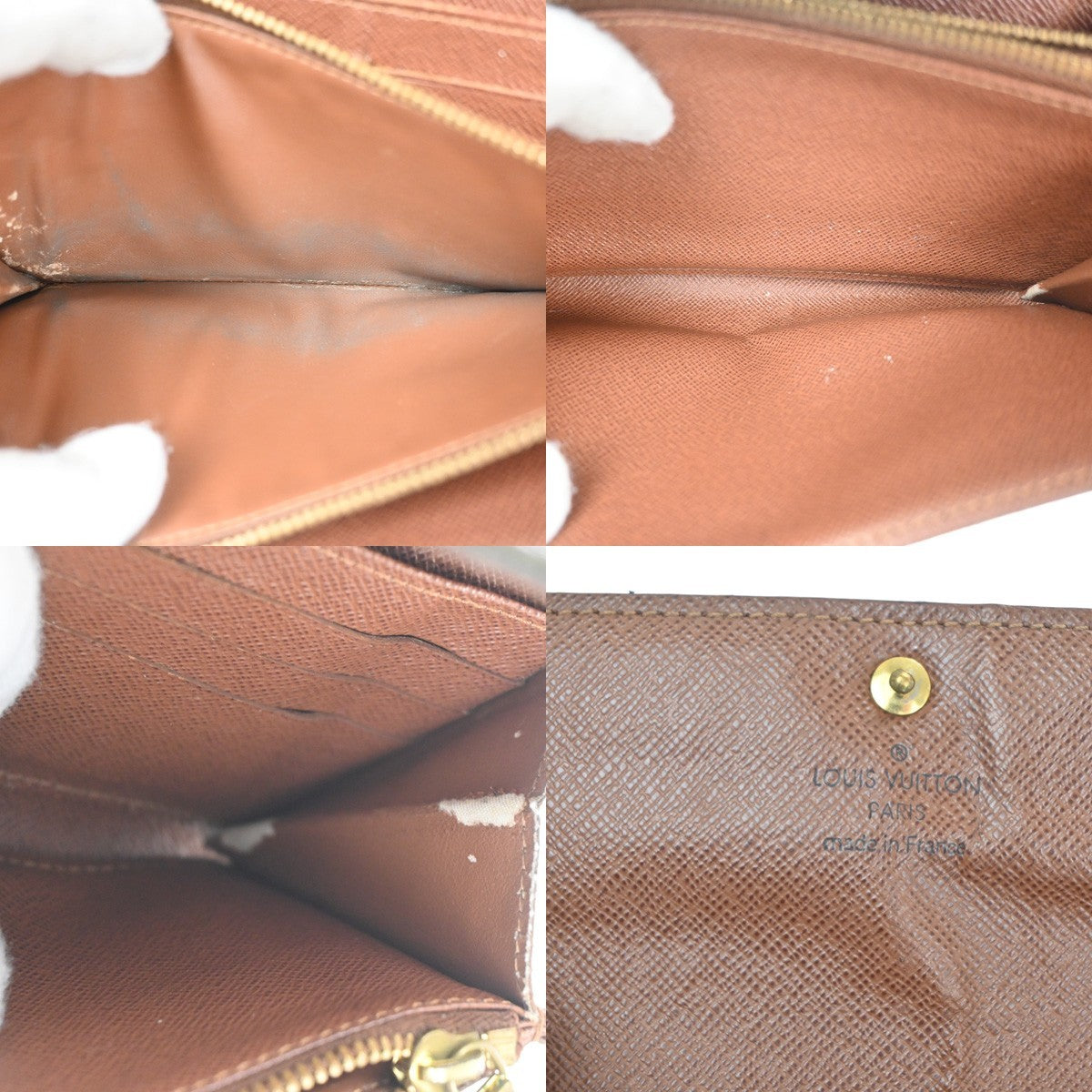 LOUIS VUITTON LV Logo 2 Set Bifold Wallet Monogram Leather Brown 65KC913