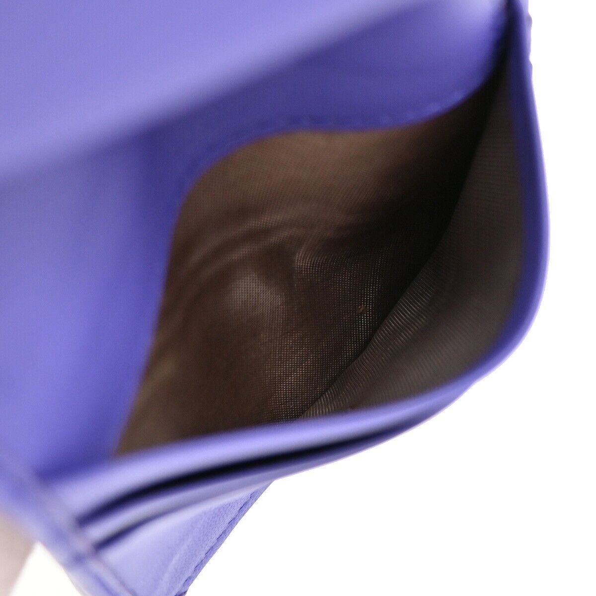 BOTTEGA VENETA Logo Intrecciato Bifold Compact Wallet Leather Purple 62EE110