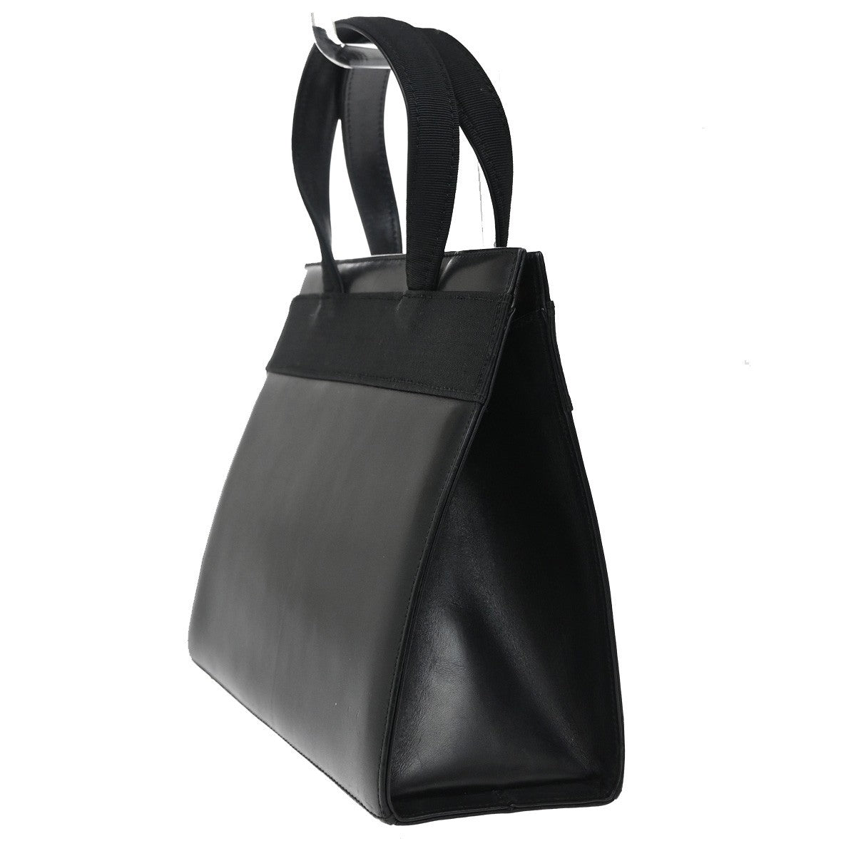 SALVATORE FERRAGAMO Logo Vara Hand Bag Leather Canvas Black GHW Italy 62KB114