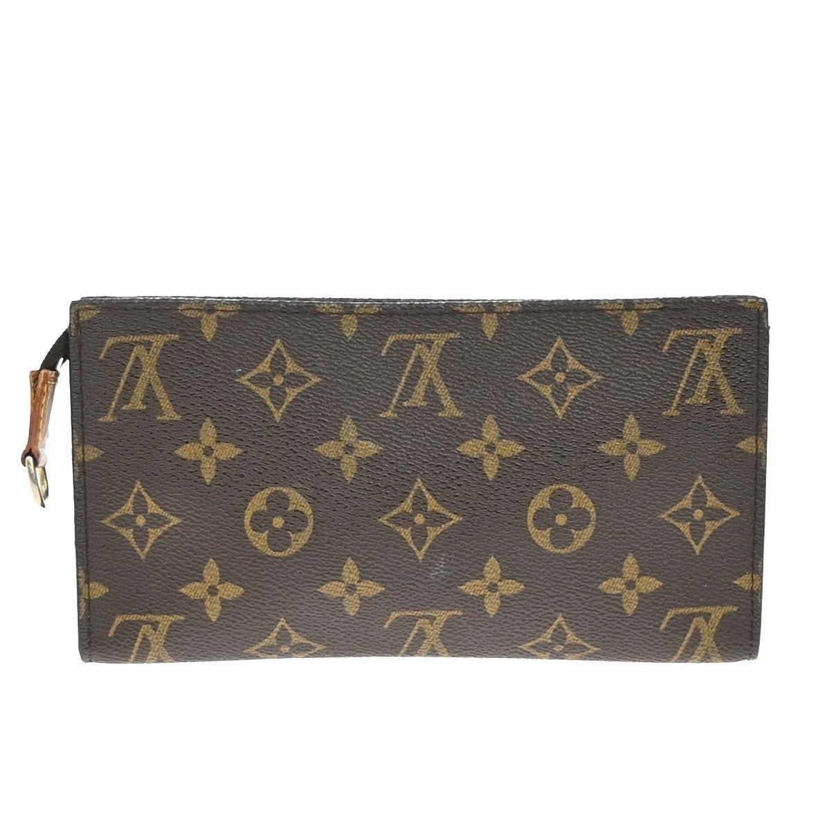 LOUIS VUITTON LV Logo Bucket GM Pouch Bag Monogram Leather Brown Gold 02KB369
