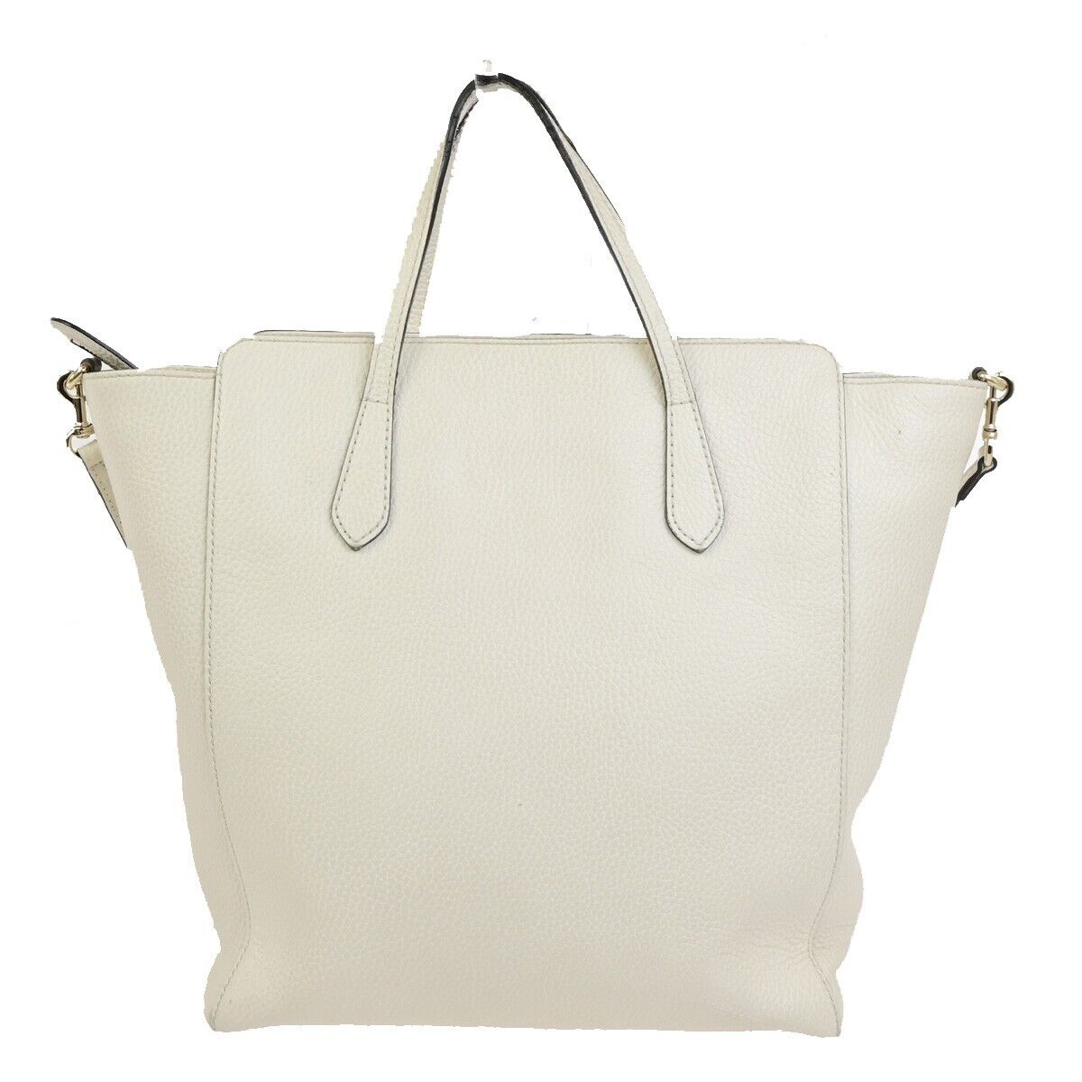 GUCCI Logo Swing 2Way Shoulder Hand Tote Bag Leather White Italy 62FB451