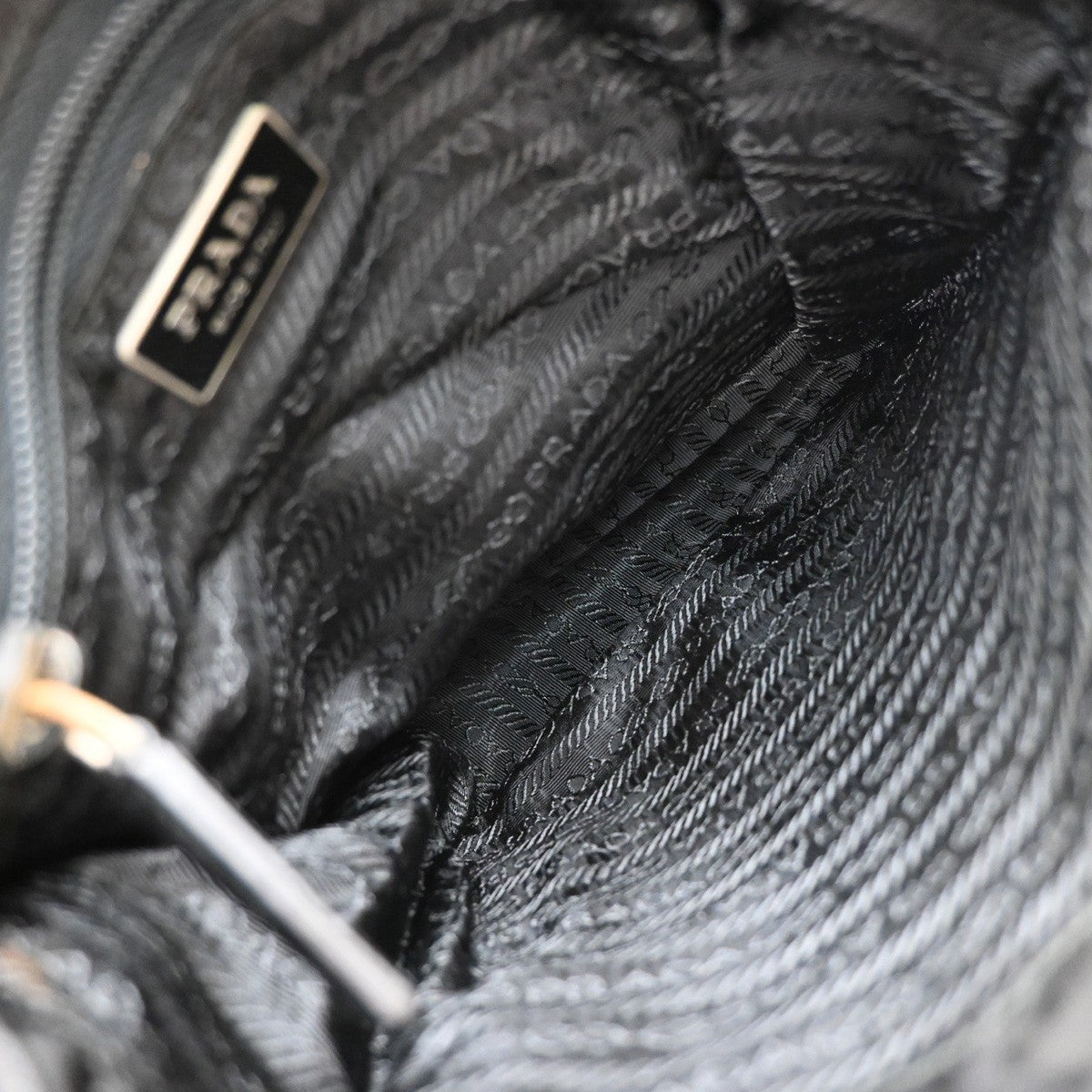 PRADA MILANO Tessuto Messenger Shoulder Bag Nylon Leather Black Silver 87KA852