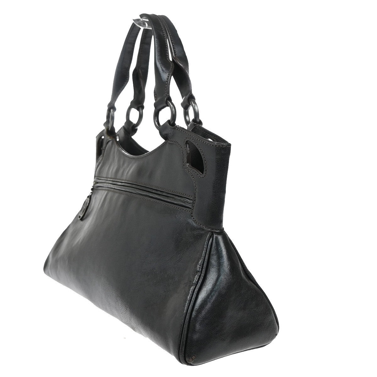 CARTIER Logo Marcello Shoulder Hand Bag Leather Black France 31EF831
